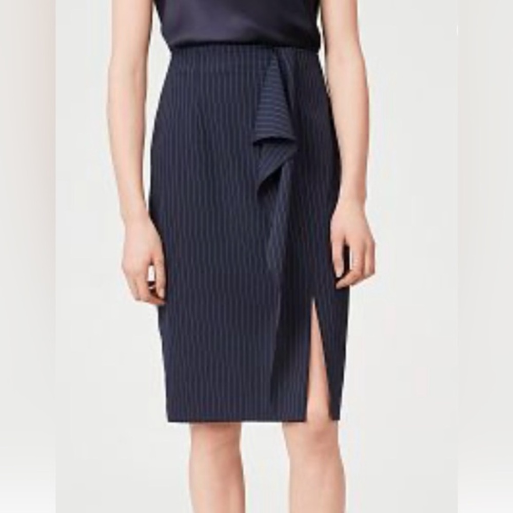 Club Monaco Terwir Pinstripe Skirt Navy White